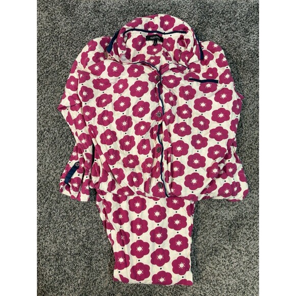 Ellen Tracy Pajama Set Women’s Large Pink Floral Long Sleeve Button Top Pants - Picture 1 of 5